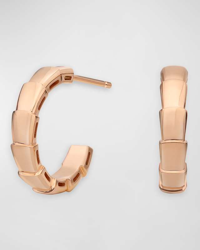 Serpenti Viper Huggie Hoop Earrings in 18k Rose Gold